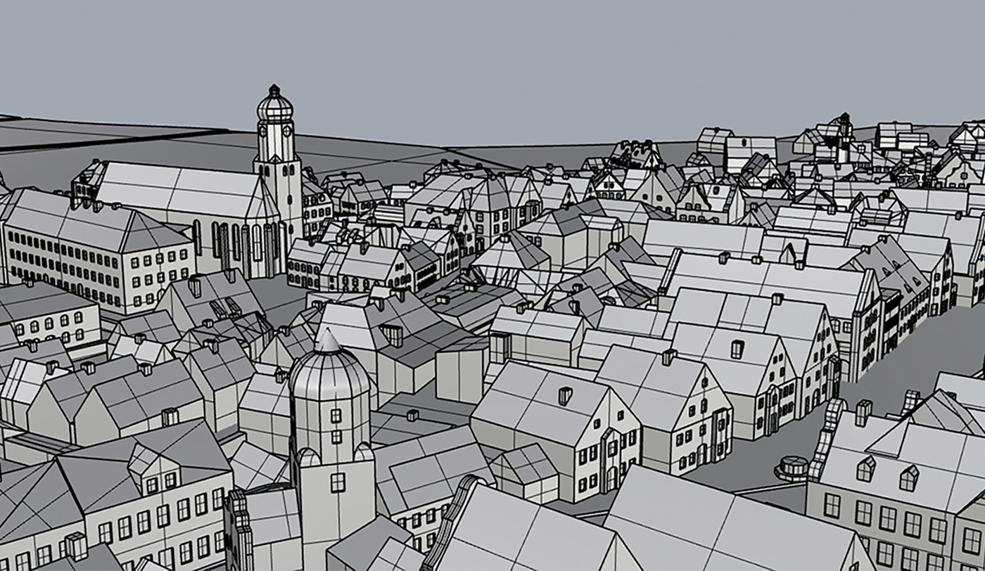 Blick auf die Stadt Aichach: Detailausschnitt aus dem CAD-Modell © Michael Leibl, Architekturmodelle